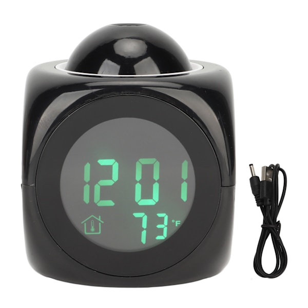 Projection Clock LED Display Projection Alarm Clock Mini Voice Timing Digital Clock Projector with USB Cable Black