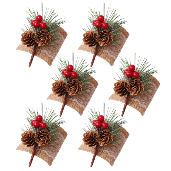 Pinecone Servettringar Söta återanvändbara julservetthållare Bordsdekor för middagsfest jubileum