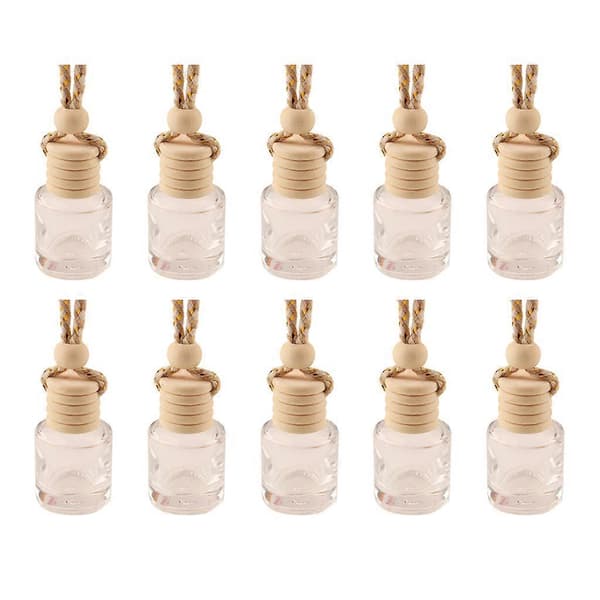 10 st bilhängande glasflaska tom parfym aromaterapi dispenser påfyllningsbar eterisk olja diffusor luftfräschare doft hänge ornament flaskor H