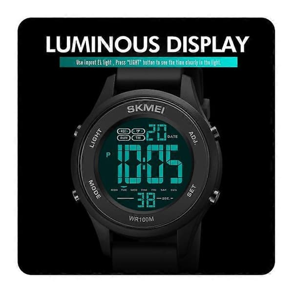 SKMEI 1758 Multifunktionel LED Digital Display Lysende Silikonearmbånd Elektronisk Ur Red