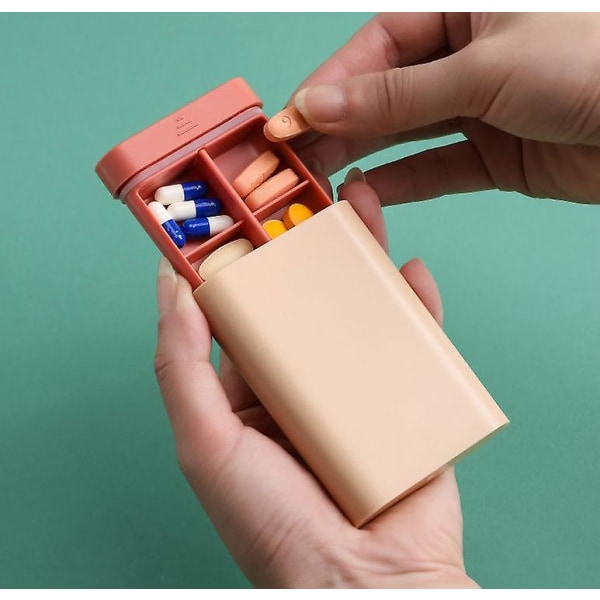 Bärbar medicin förseglad låda Mini Bärbar förvaring 7 dagar delad pillerlåda Blue