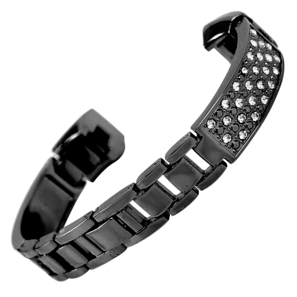 Armbånd i rustfrit stål til kvinder indlæg rhinestone Armbånd Håndledsdekoration til FitbitBlack