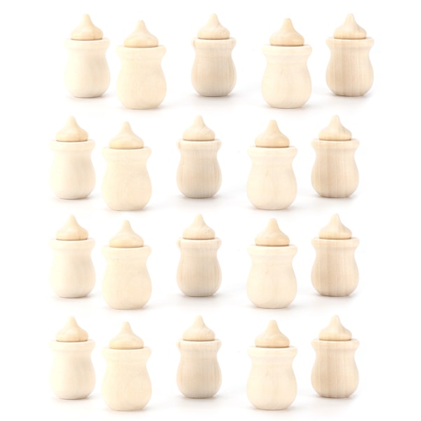 20 Sett Treplugger Eikenøtt Krukkeform DIY Malbare Håndverk for Dekorering Ornamenter