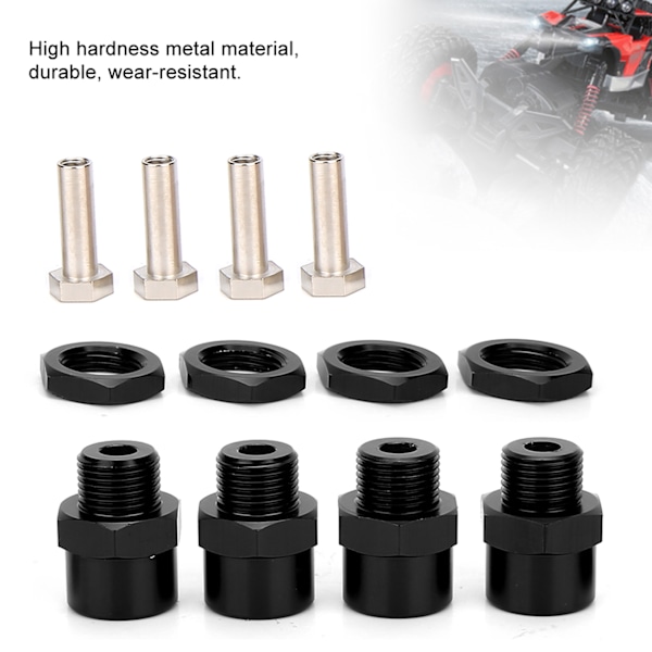RC-auto 12 mm - 17 mm pyörän kuusiokolosovittimen lisävarusteet Sakura D4 HSP 94123 1/10 autolle - Musta