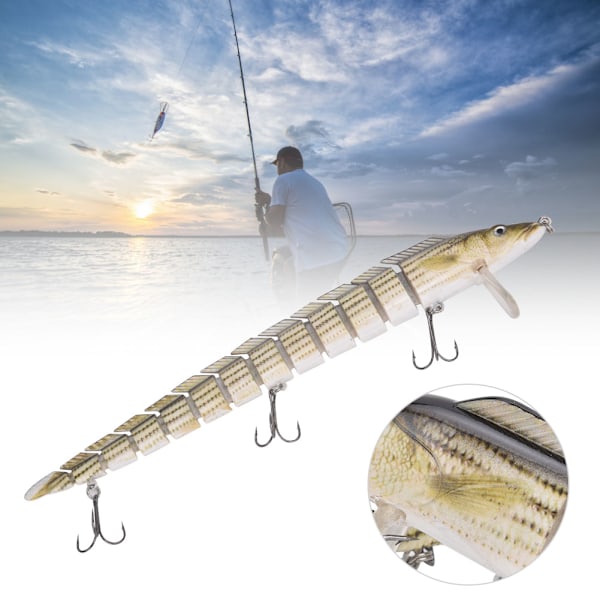 Hård Swimbait Crankbait Fiskebete med Flera Segment, Fiskeutrustning, Treble Hook(B)