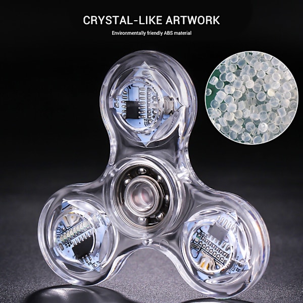 LED Fidget Spinning Toy Clear LED Light Up Fidget Finger Dice Anti Stress Release Leksaker för barn Vuxna