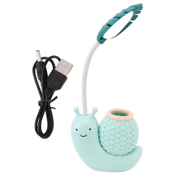 Sneglen Øjenbeskyttelse LED Lampe Senglampe USB Opladning Lærings Læselampe med Penneholder til Børn Blå