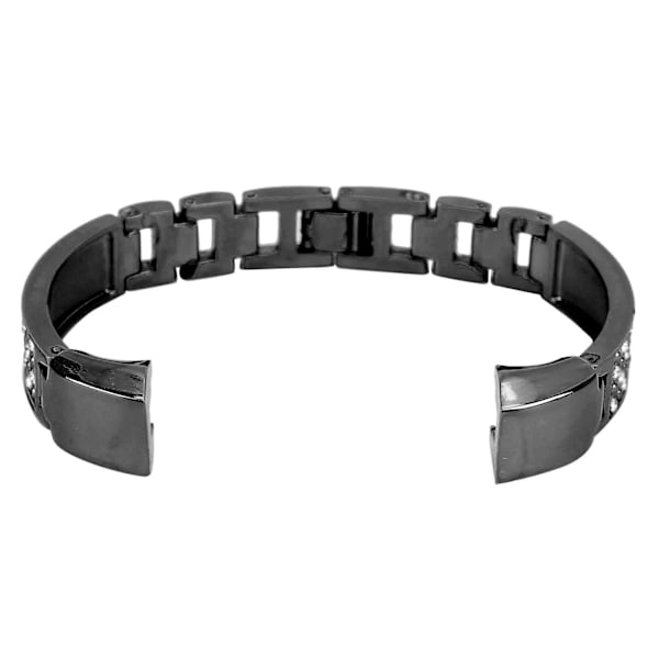 Armband i rostfritt stål för kvinnor inlägg strass Armband Handledsdekoration för FitbitBlack