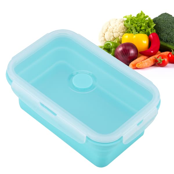 Portable Silicone Lunch Box Foldable Microwave Safe Food Container Green 800ml