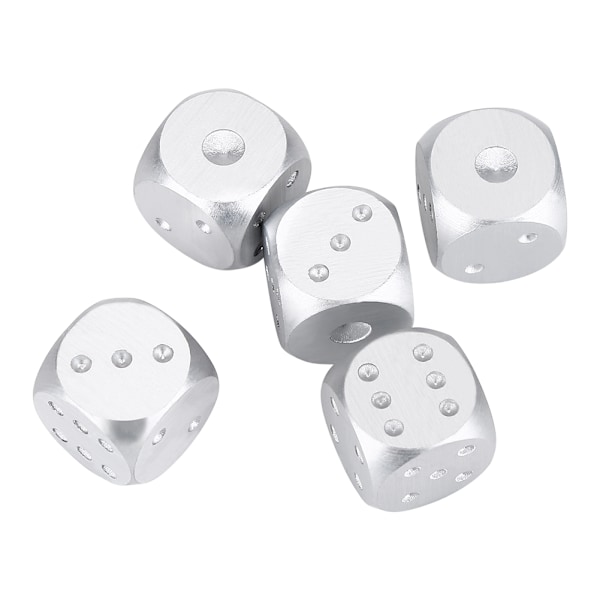 5 st aluminiumlegering bordsspel pokerspel tärningar set med förvaringsbox (silver rektangellåda)