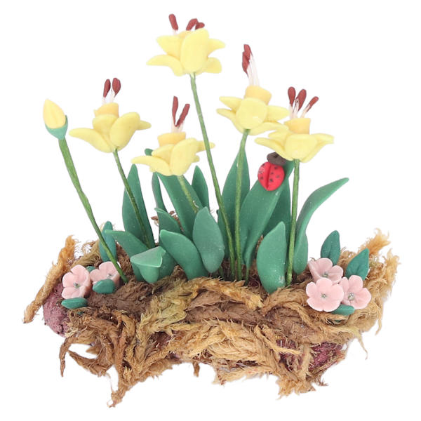 Minikrukväxt 1:12 Söt Levande naturtrogen gula blommor Dockhus Miniatyrbonsai för barn Leksaker Dekorationspresent