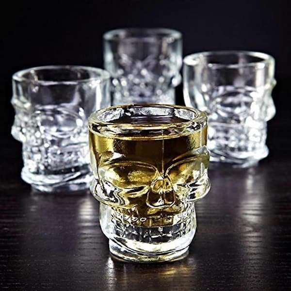 st. 45 ml Skull Shotglas, set om 6, 1,5 oz, klar