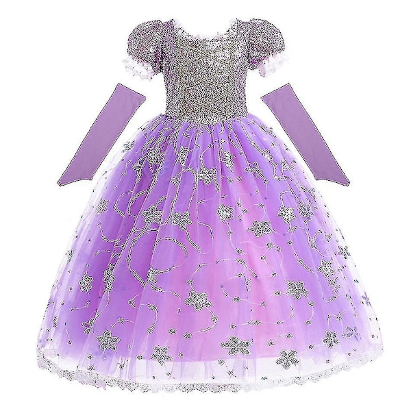 Elegant lila Rapunzelklänning för flickor 7-8 år - Karnevaldräkt & Halloween-rollspel