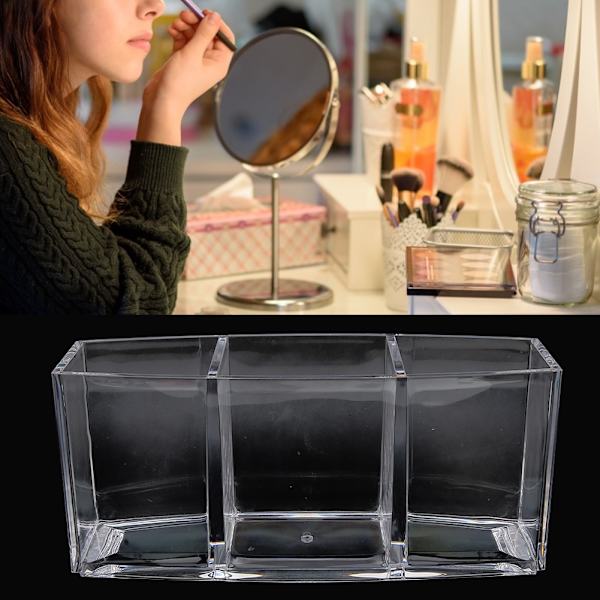Desktop Acrylic Rectangle Shape Makeup Brush Holder Organizer Storage Box
