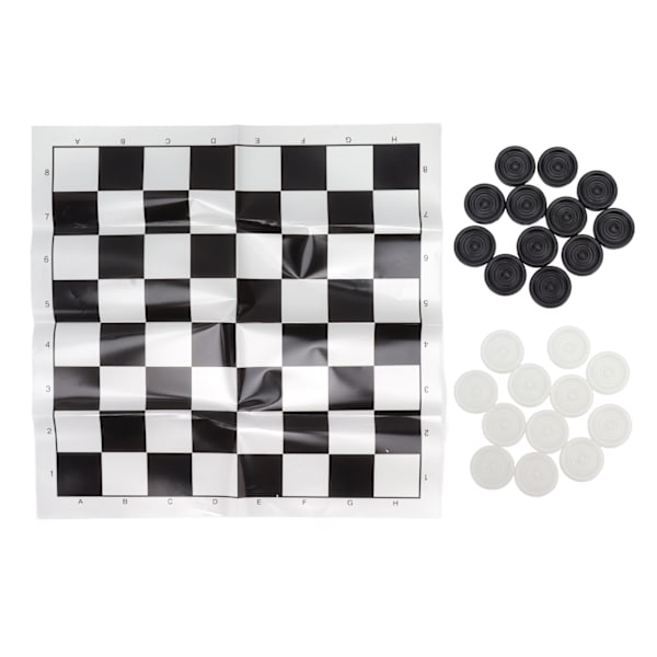 Checkers Set Stackable Black White Plastic Pieces Drafts Board Game with Transparent Box for 3 Years Old and Up