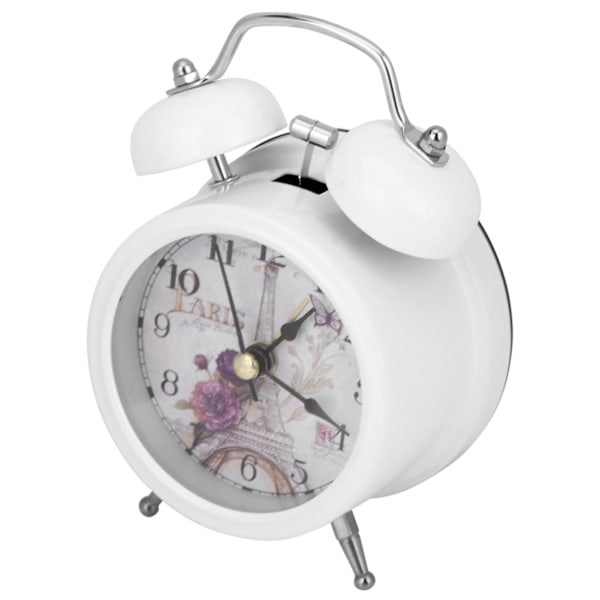 Mini Metal Digital Alarm Clock Mute med lampor blinkande klocka för Sovrum Student Vit
