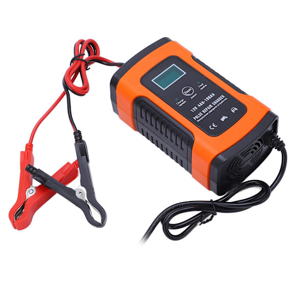 3-stegs automatisk smart batteriladdare LCD-skärm Multifunktionell laddare AC100‑240V för elfordon EU-kontakt
