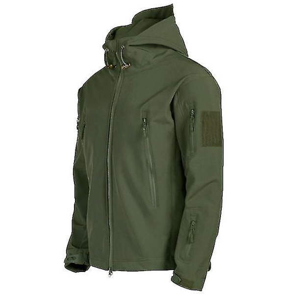 Mænds Militær Taktisk Vandafvisende Vindtæt Shark Skin Blød Skaljakke - Army Grøn 4XL