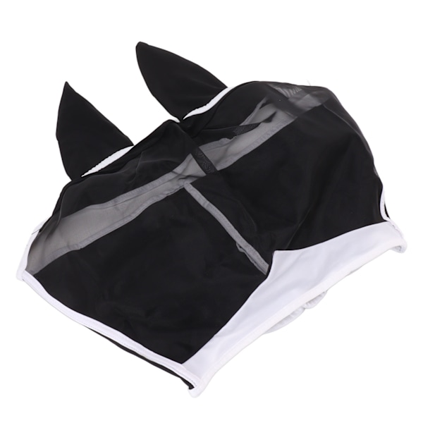 Heste Flugmaske Allround Mesh Åndbar Flugmaske Elastisk UV-beskyttelse Hest Ansigtsmaske med Ører Sort L 45x54cm / 17,7x21,3in