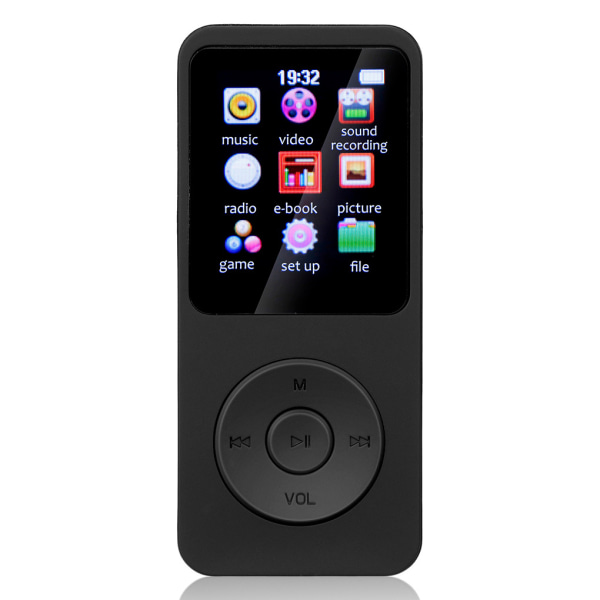 Bärbar MP4-soittimet 16 GB minneskortilla, MP3-musiikkipelit, 1,77 tummia LCD-näyttöä, videokuvat, valokuvat, FM-radio, e-boxi