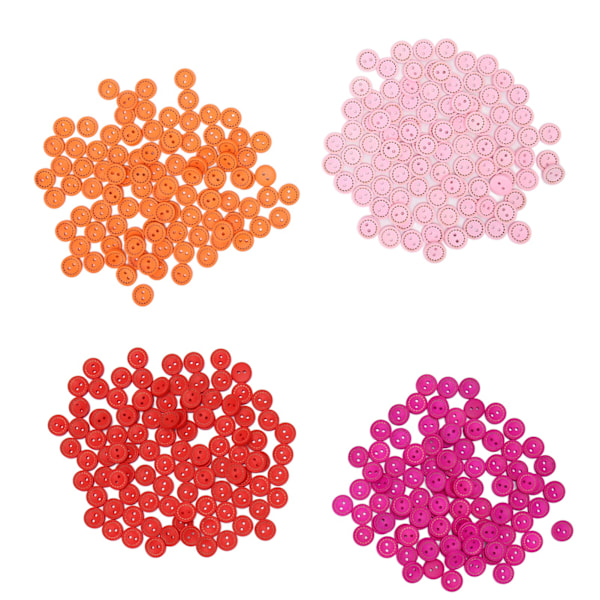 400 stk Runde Treknapper 1,5 cm 2 Hull Assorterte Farger Lett Glatt Håndverksknapper for DIY-dekorasjon