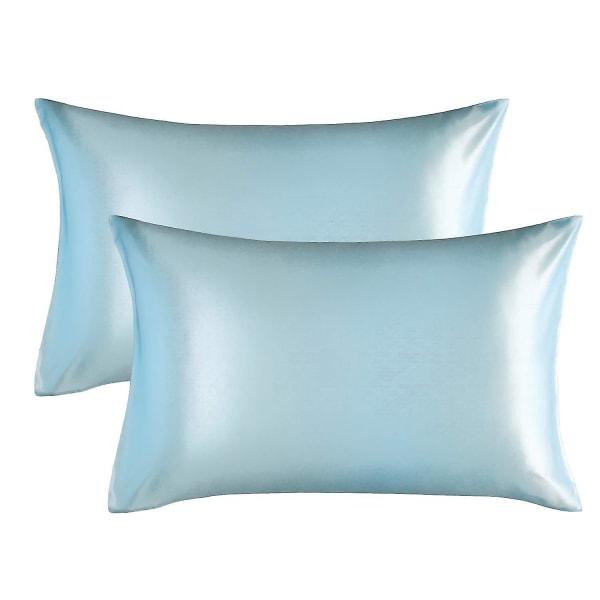 Satiiniset tyynyliinat, 2 kpl tyynyliina hiuksille ja iholle, vakiokoko, kirjekuori suljettava, 50 x 75 cm Light Blue