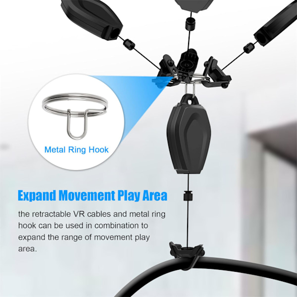 6 stk VR-kabelhåndtering for Quest 2 for Rift S for Valve Index for HTC Vive for HP Reverb G2 for PSVR Link-kabel