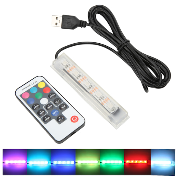 Mikro Akvarie Lys USB-drevet Fjernbetjening Farverigt Fiskekum LED-lampe til LandskabSort Ledning