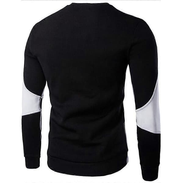 Herretoppe Rund hals Langærmet Pullover Top Casual Sweatshirt Black And Grey M