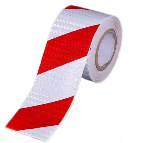 5 cm kasvatettu * 25 m lång röd och vit twill reflekterande klistermärke guideskylt varningstejp, HANBING