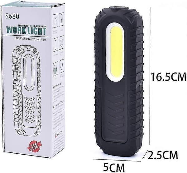Ladattava LED-työvalo, 5w Cob-etutarkastusvalot koukulla Black