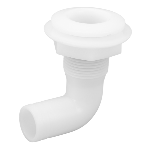 Marine Thru Hull Connector Läcksäker Ergonomisk Pålitlig Robust 90° Thru Hull Fitting för Yachtbåtar Vit