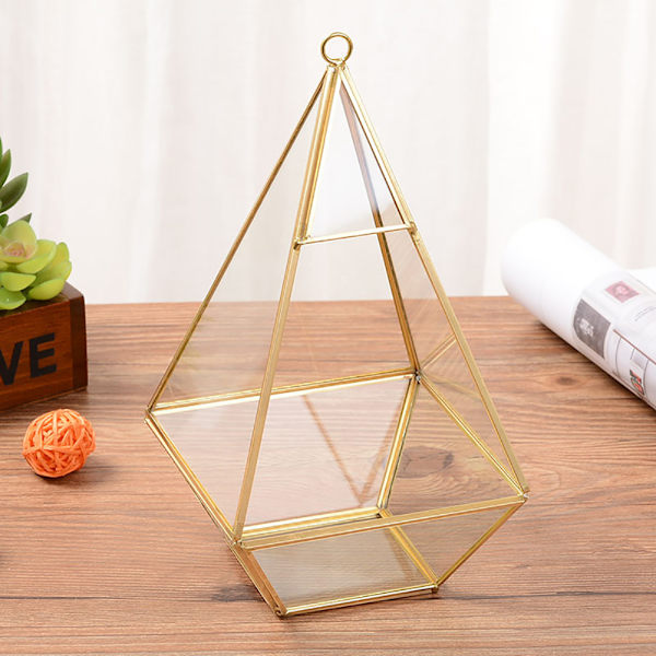 Geometrisk Transparent Glas Blomrum Glas Ringæske Vielsesring Smykkeskrin Hjemindretning