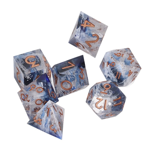 7 st Resin Tärningsset Transparent Polyhedron Clear Number Välbalanserad bärbar tärningssats för bordsspel