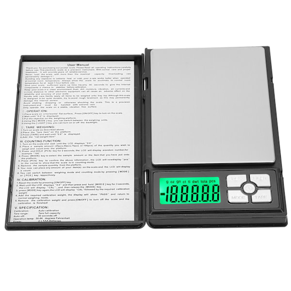 Digital lommevægt Mini Bærbar BDS 1108-1 elektronisk vægt til at veje guldsmykker 2 kg/0,1 g