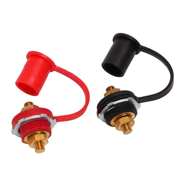 1 par gennemgående panelbatteriterminal 250A Rød Sort 3/8in Stud Batteri Binding Post til Bil Marine RV
