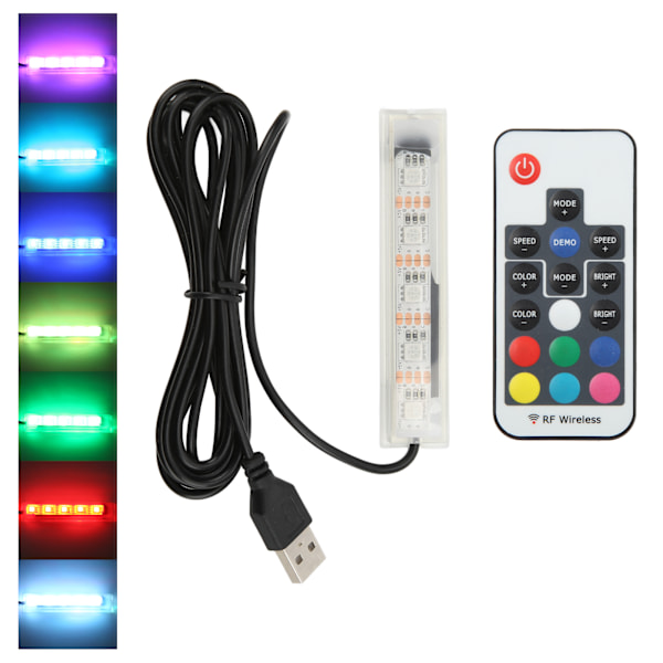 Mikro Akvarie Lys USB-drevet Fjernbetjening Farverigt Fiskekum LED-lampe til LandskabSort Ledning