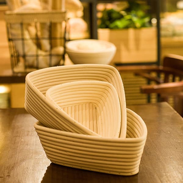 Triangular Bread Baskets with Liner Dough Rising Rattan Handmade Rattan Bowl