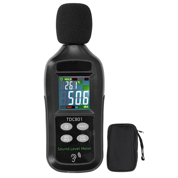 TDC801 Støjniveau Tester LCD-skærm Digital Lydniveau Måler Monitor 35dB-135dB