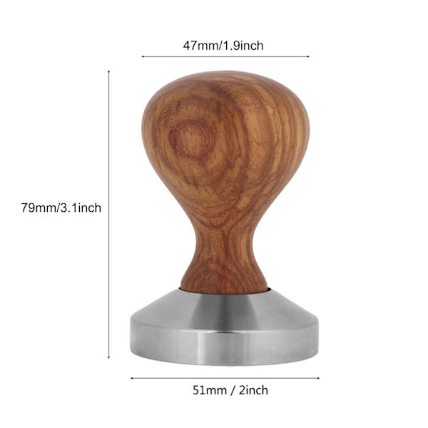 Praktisk rosentræhåndtag Coffee Tamper Espresso Pulver Flat Press Hammer (51 mm)