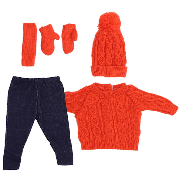 Dukkekjole Trøye Bukse Huer Sjal Hansker Dukke Tilbehør for 18 tommers Baby DollQ18-789 Oransje for 43cm dukke