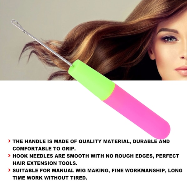 Virkad spärrnål Nålar Hårförlängning Flätning Hantverk Skill Tool Kit M