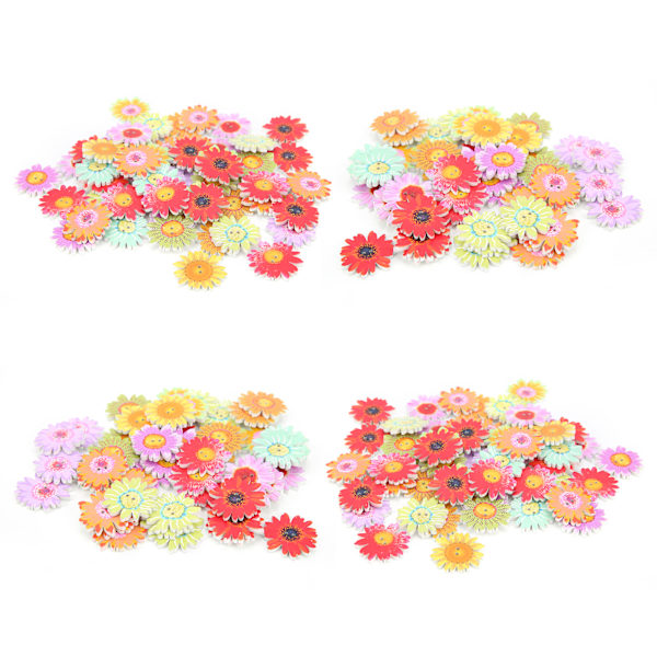 200 stk. Træknapper med blomster, 2,3 cm, blandede DIY-knapper i bulk til håndlavet tøjdekoration
