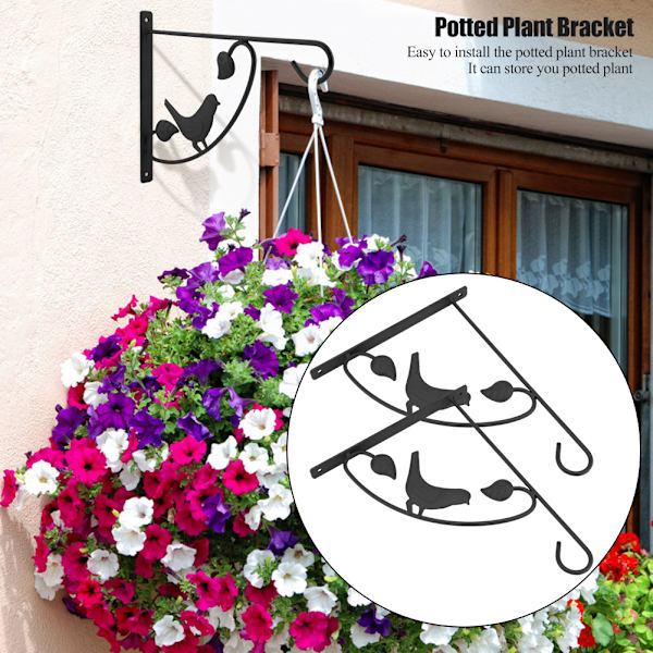 2 stk. Sæt Metal Rustfri Studie Væghængt Blomsterpotteholder Hjemmehave