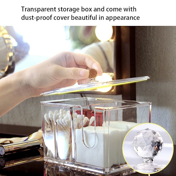 14×10×13cm Transparent Opbevaringsboks Organizer til Vatpinde Vatrondel