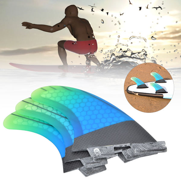 Glasfiber FCS2 Snygg blågrön gradient surfbräda svansfena Flexibelt surftillbehör