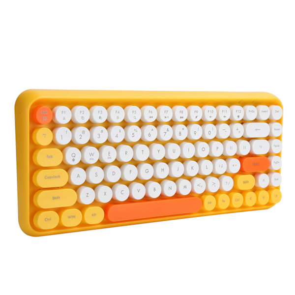 Ajazz Langaton Näppäimistö Bluetooth 84 Näppäintä Retro Pyöreät Näppäinhatut Peli- ja Toimistotarvikkeet 308I Keltainen