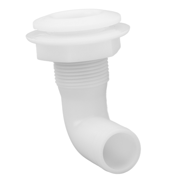 Marine Thru Hull Connector Läcksäker Ergonomisk Pålitlig Robust 90° Thru Hull Fitting för Yachtbåtar Vit