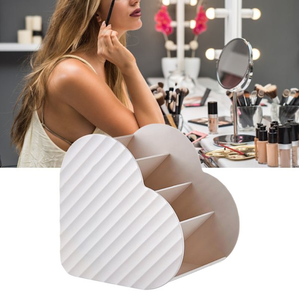 Hjerteformet Makeup Organizer 4 Slots Love Shape Makeup Penselholder Organizer til Vanity Badeværelse Kontor Hvid