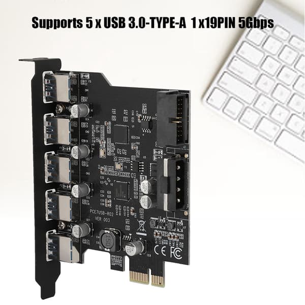 PCI-E 5-ports USB 3.0 udvidelseskort